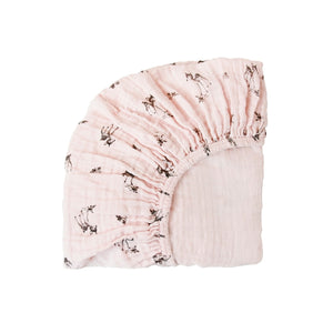 ROSE IN APRIL fitted sheet olivia fawn print - light pink | made in Portugal