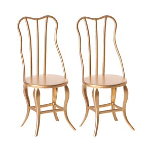 MAILEG vintage chair, micro - gold, 2 pack