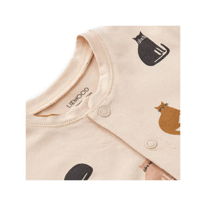 LIEWOOD birk pyjamas jumpsuit - miauw / apple blossom mix