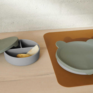 LIEWOOD rosie divider bowl with lid - mr. bear/faune green/dove blue mix