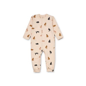 LIEWOOD birk pyjamas jumpsuit - miauw / apple blossom mix