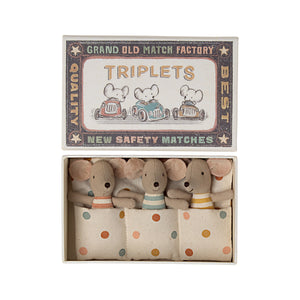 MAILEG triplets, baby mice in matchbox