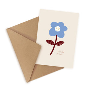 LITTLE OTJA blue flower card | printed in Slovenia