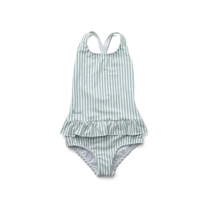 LIEWOOD amara swimsuit seersucker - sea blue/white