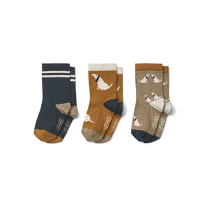 LIEWOOD silas socks 3pack - dog/oat mix