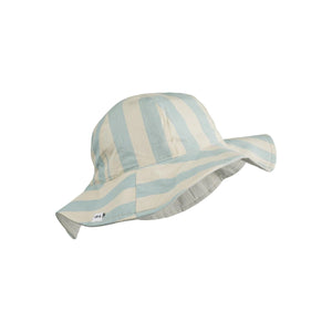 LIEWOOD amelia reversible sun hat - y/d stripe: sea blue/sandy
