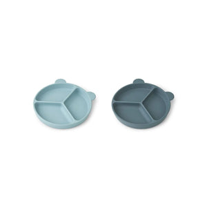 LIEWOOD stacy divider suction plate 2-pack - sea blue/whale blue mix